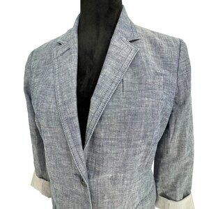 J Crew Schoolboy Chambray Blazer Jacket‎ Womens Size 6 Preppy Old Money Cotton